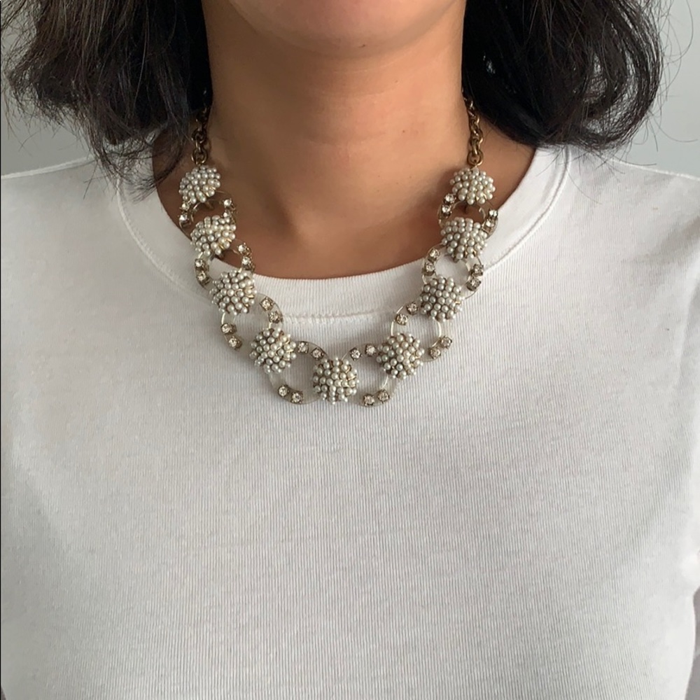 Ann Taylor lucite, pearl and rhinestone necklace